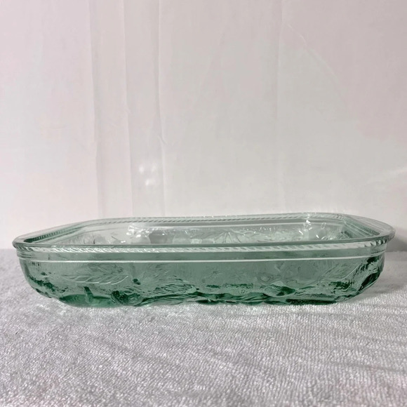 Vintage Libbey Green Textured Glass Orchard Fruit Oven Proof Casserole  Dish - Picture 6 of 12